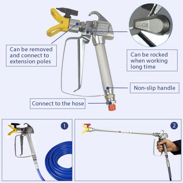 5 HP 5000 PSI NEW AIRLESS PAINT SPRAYER SPRAY GUN 2 x 500 mm wand 5/15 /17/ 19 6/21