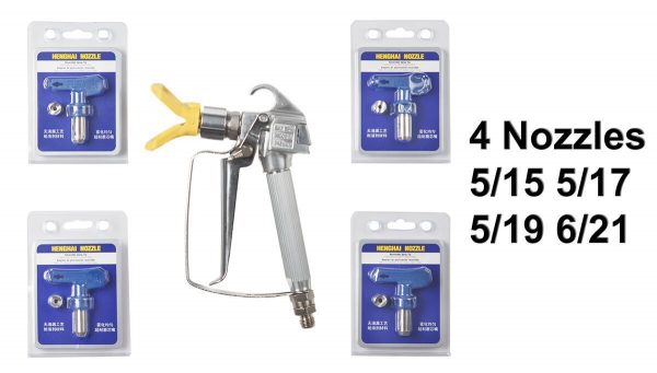 5 HP 5000 PSI NEW AIRLESS PAINT SPRAYER SPRAY GUN 2 x 500 mm wand 5/15 /17/ 19 6/21